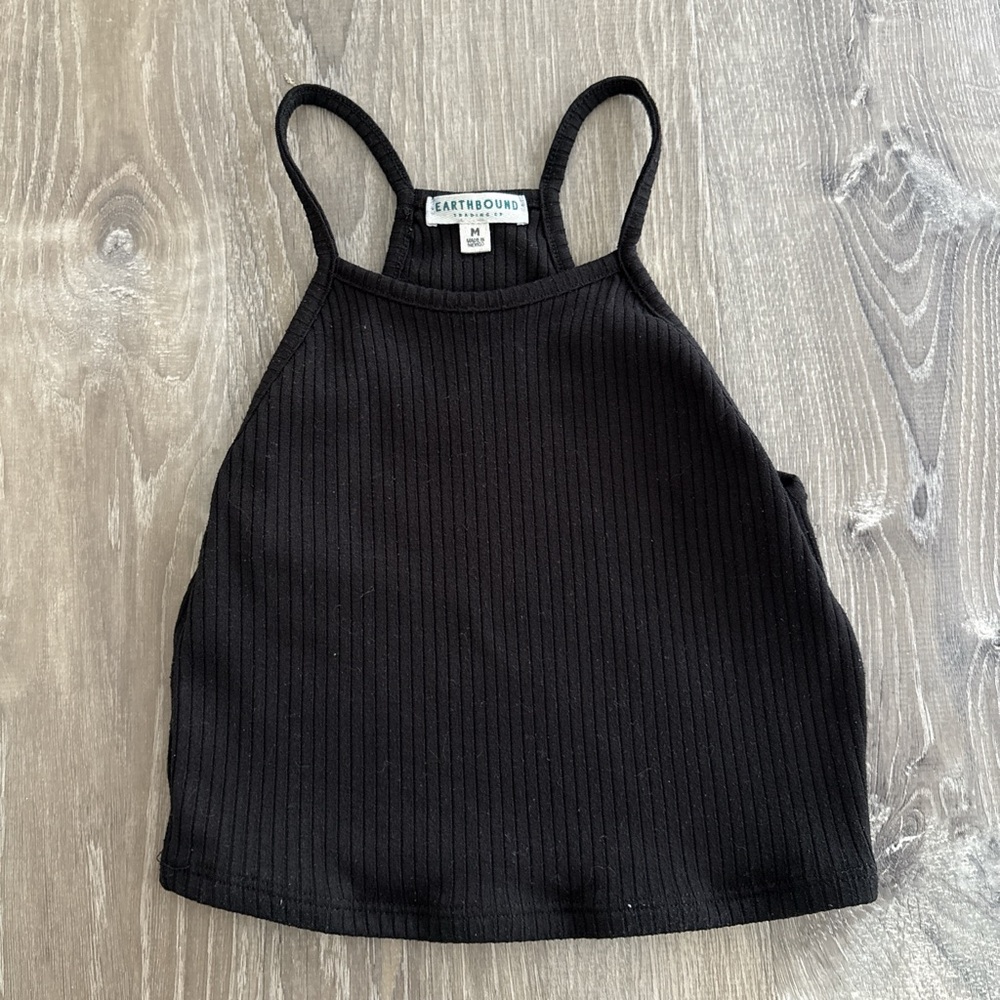 Earthbound Black Ribbed Tank Top